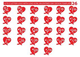 A bis Z-Brief-Logo mit Liebessymbol-Bundle, Valentinstag-Design-Vorlage vektor