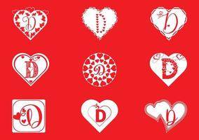 D-Brief-Logo mit Liebessymbol, Valentinstag-Design-Vorlage vektor