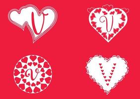V-Brief-Logo mit Liebessymbol, Valentinstag-Design-Vorlage vektor