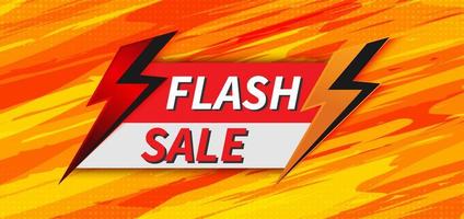 Flash-Sale-Banner-Design-Vorlage bietet Einkaufen auf orangefarbenem und rotem Hintergrund. vektor