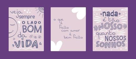 tre motiverande affischer på brasiliansk portugisiska. vektor
