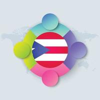 Puerto Rico-Flagge mit Infografik-Design isoliert auf Weltkarte vektor