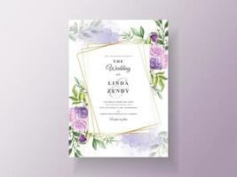 Vintage Hochzeitseinladung lila Blume vektor