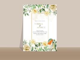 elegant gult och orange blommigt bröllopsinbjudningskort vektor