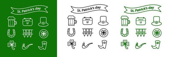 Vektor-Illustration. NS. Patrick's Day Line-Icon-Set. vektor