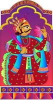 kung med lotus, målad i kalamkari indisk folkkonststil vektor