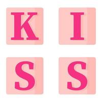 Scrabble-Brettspiel mit dem Wort Kuss. hochzeits- und valentinstagkonzept. vektor