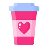 Glas Kaffee zum Mitnehmen mit Herz. hochzeits- und valentinstagkonzept. vektor