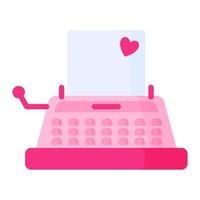 Schreibmaschine und Liebesbrief. hochzeits- und valentinstagkonzept. vektor