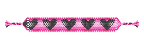 vektor boho handgjorda hippie vänskap armband av svarta och rosa trådar.