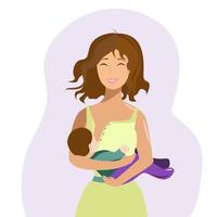 eine junge Mutter mit einem Baby im Arm vektor
