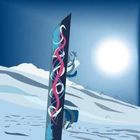 snowboard högt uppe i bergen på vintern vektor