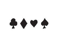 Kartensymbolillustration in schwarzer Farbe. Kreuz, Karo, Herz und Pik. ein weltweites Spiel in verschiedenen Stilen und Regeln. vektor