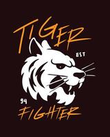 tiger fighter för vektor logotyp. logotypillustration av ett vilt djur som betyder styrka och tapperhet. illustration för identitetslag, klubb, community, etc.