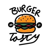 Burger-Cartoon-Illustration in Vektorgrafik. handgezeichnete Fast-Food-Illustration für alle Elementdesign-Bedürfnisse. vektor