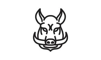 vildsvin eller vildsvin vektorlinjeikon, djurhuvud vektorlinjekonst, isolerad djurillustration för logotyp desain vektor