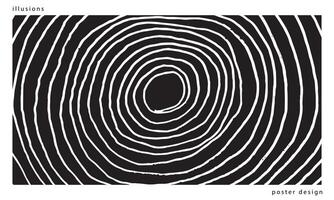 monochrome radiale Illusion. abstrakte weiße Linien auf schwarzem Hintergrund, die eine radiale Illusion bilden. minimalistische Vektorillustration der kreativen Kunst. vektor