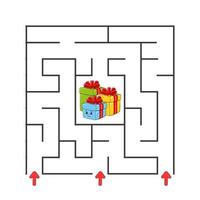 quadratisches Labyrinth. Spiel für Kinder. Puzzle für Kinder. Zeichentrickfigur. Labyrinth-Rätsel. Farbvektorillustration. finde den richtigen Weg. die Entwicklung des logischen und räumlichen Denkens. vektor