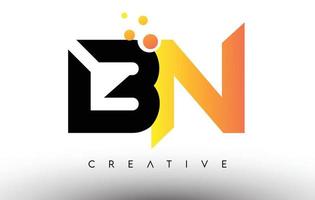 bn schwarz orange Buchstaben Logo-Design. bn-Symbol mit Punkten und Blasen-Vektor-Logo vektor