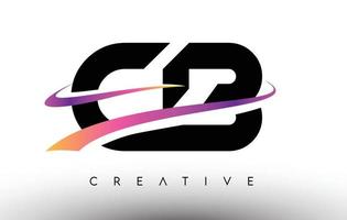 cb logotyp bokstavsdesignikon. cb-bokstäver med färgglada kreativa swoosh-linjer vektor