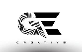 ge Fingerabdruck-Zebra-Buchstaben-Logo-Design. Ge-Logo mit Fingerabdruck-kreativem Symbolvektor vektor