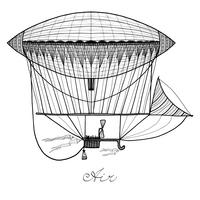 doodle airship illustration vektor