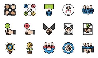 Business Solution Management Line Icons, Kunde, Service, Team, Führung vektor