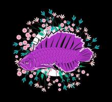 betta fisk illustration design för sukajan är elak japansk traditionell tyg eller t-shirt med digitala handritade broderier män t-shirts sommar casual kortärmad hip hop t-shirt streetwear vektor