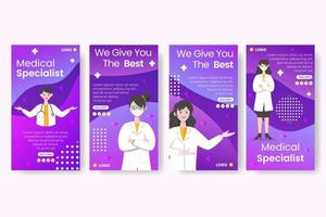 medicinsk sjukvård berättelser mall platt design illustration redigerbar av kvadratisk bakgrund lämplig för sociala medier, feed, kort, hälsningar och webbannonser på internet vektor