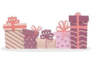 Gruppe von Geschenkboxen, Geschenken. Geburtstag, Valentinstag, Weihnachtsferienkonzept.