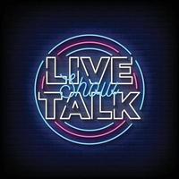 Live-Talkshow-Neonzeichen-Stil-Textvektor vektor