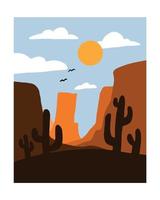 karge Wüstenlandschaft Abbildung im Hochformat. die Schönheit mexikanischer Nuancen in Vektoren für Aufkleber, Karten, Wandkunst usw.