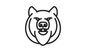 Bärenvektorliniensymbol, Tierkopfvektorlinie Kunst, lokalisierte Tierillustration für Logo desain vektor