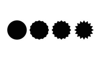 Grundlegende runde und sternförmige Set für den Verkauf von Aufklebern in schwarzer Farbe isoliert auf weißem Hintergrund. Elementvektordesign für Label, Tag, Promo, Vorlage, Kampagne usw. vektor