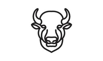 Bison Vektor Liniensymbol, Tierkopf Vektor Strichzeichnungen, isolierte Tierillustration für Logo desain