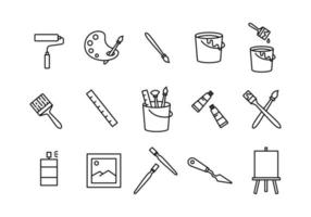 die Sammlung von bearbeitbaren Strichliniensymbolen, die sich auf Malsachen beziehen. Symbole für kreatives ui ux-Element oder Anwendungsdesign.
