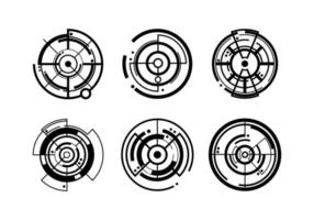 Reihe von verschiedenen modernen Zielillustrationen. geometrische Formenelemente isoliert auf weißem Hintergrund des Logo-Design-Vektors. vektor