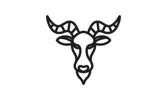 Angora Ziege Vektor Liniensymbol, Tierkopf Vektor Strichzeichnungen, isolierte Tierillustration für Logo desain