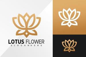 lotusblomma linje logotyp design vektor illustration mall