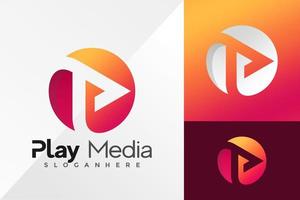 Play Media Letter P Logo Design Vektor Illustration Vorlage