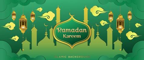 ramadan kareem bakgrund med halvmåne guld lyxig halvmåne mall islamiskt utsmyckat element d stil vektor