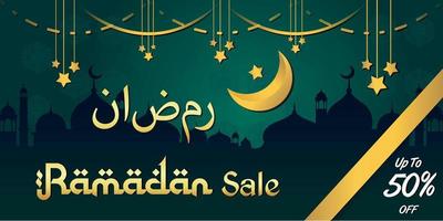 Ramadan Kareem Luxus Hintergrund Verkauf mit Moschee Template Design Premium vektor