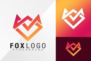 fox linje huvud logotyp design vektor illustration mall