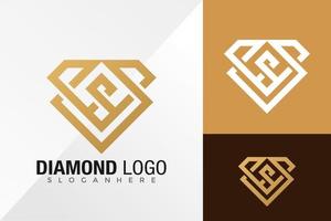 diamant linje smycken logotyp design vektor illustration mall