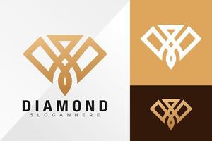 goldene diamantlinie logo design vektorillustrationsvorlage vektor