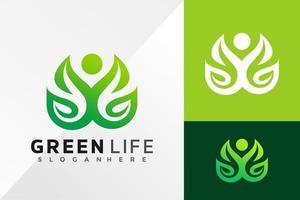 grönt liv logotyp design vektor illustration mall