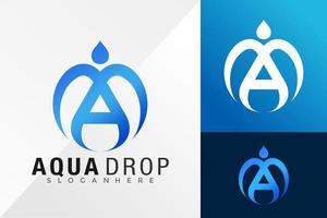 bokstaven en aqua droppe logotyp design vektor illustration mall