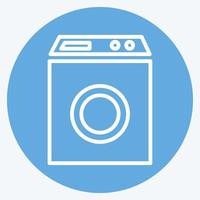 ikon tvättmaskin - blå ögon stil - enkel illustration, redigerbar linje vektor