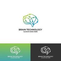 Kopf menschlicher intelligenter Technologielogovektor, menschlicher künstlicher Logotyp des Gehirns, Ikonenvektor, intelligenter Technologielogovektor vektor