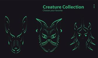 hintergrund vektor design kunst symbol grafik abbildung sozial magie mythologie fantasie sammlung gesicht wild monster cartoon set mystisches objekt gorgon mythos webseite hintergrundbild niedlich komische figur